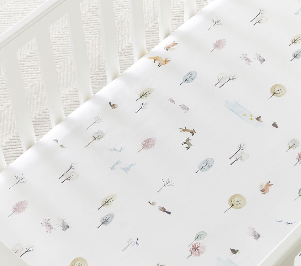 Dakota Woodland Organic Cot Fitted Sheet Pottery Barn Kids Australia
